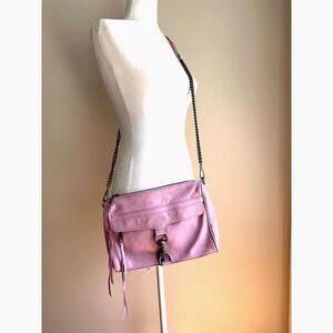 Pink Crossbody Purse Rebecca Minkoff M.A.C. Leather Shoulder Bag Chain Strap